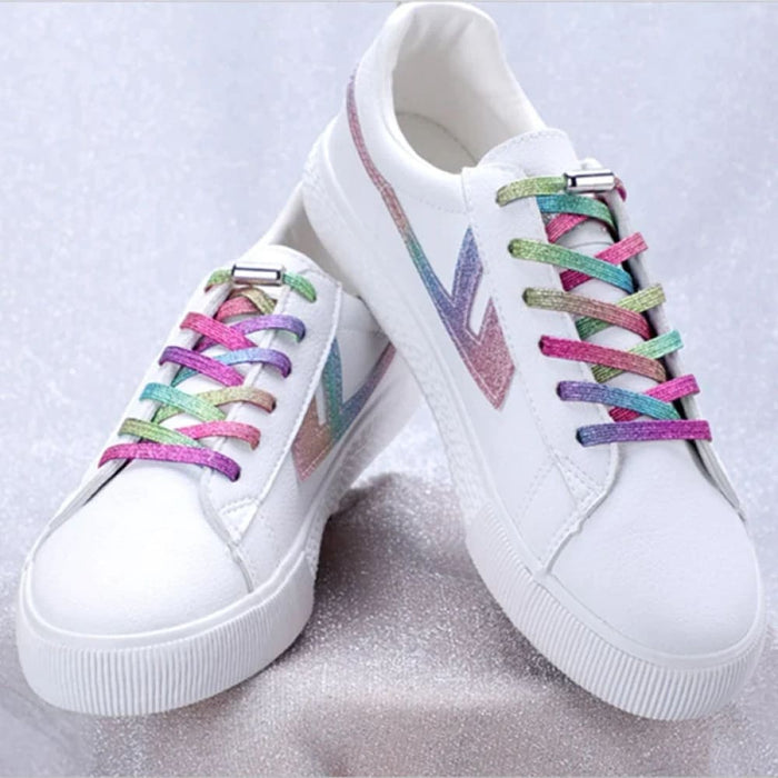 Rainbow Elastic Sneakers Colourful Flat B&s Without Ties