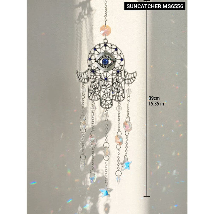 Rainbow Hamsa Hand Crystal Sun Catcher