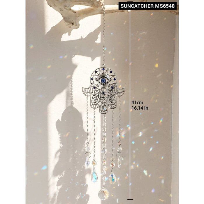 Rainbow Hamsa Hand Crystal Sun Catcher