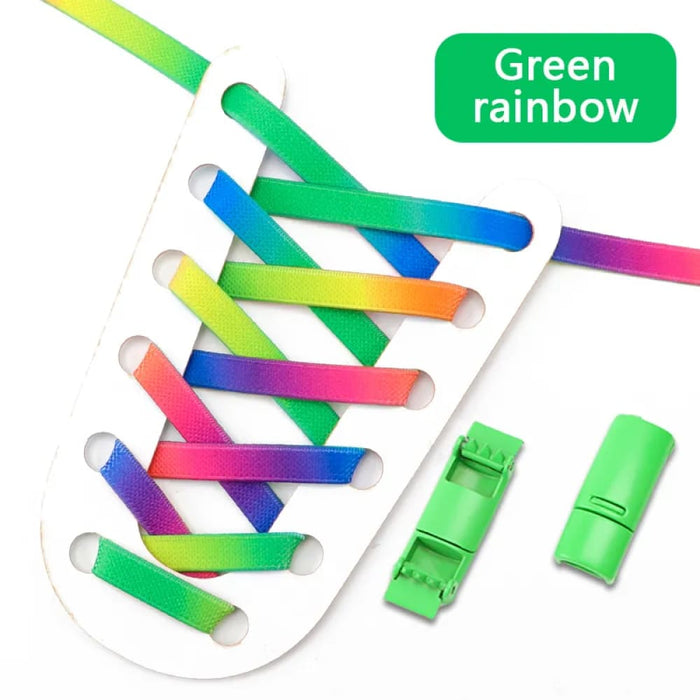 Rainbow Magnetic Lock Elastic 8mm Wide Shoe Laces For Kids