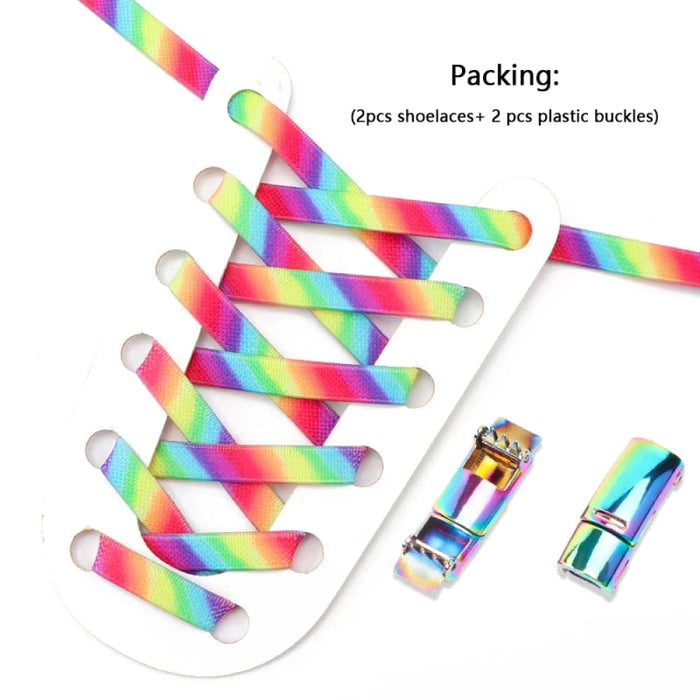 Rainbow Magnetic Lock Elastic 8mm Wide Shoe Laces For Kids