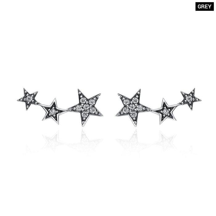 Rainbow Multiple Crystal Star Stud Earrings 925 Sterling