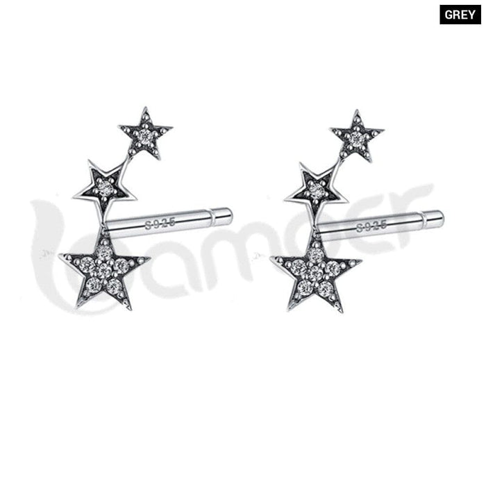 Rainbow Multiple Crystal Star Stud Earrings 925 Sterling