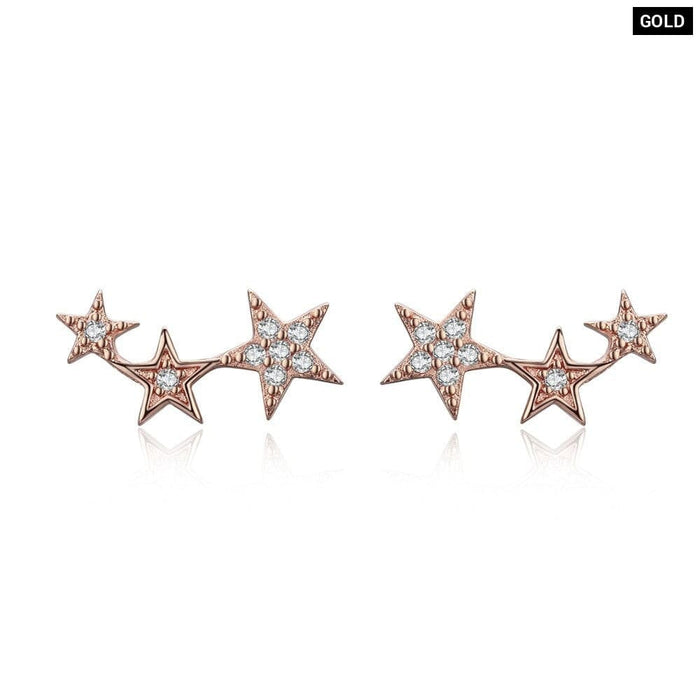 Rainbow Multiple Crystal Star Stud Earrings 925 Sterling