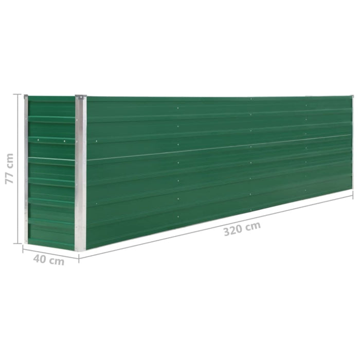 Raised Garden Bed 320x40x77 Cm Galvanised Steel Green Aibak