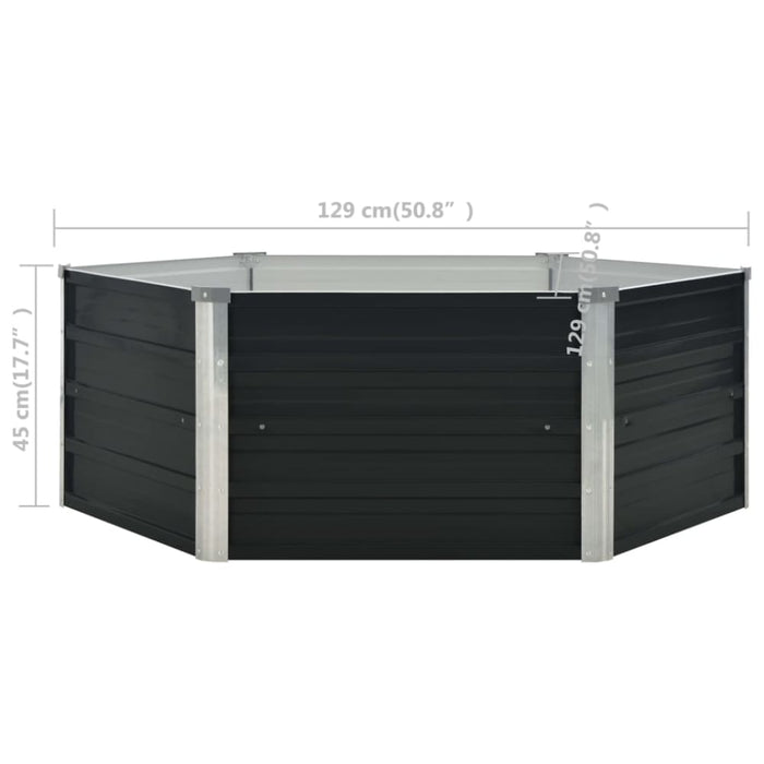 Raised Garden Bed Anthracite 129x129x45 Cm Galvanised Steel