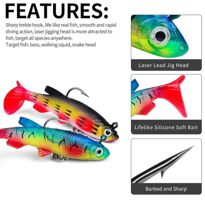 Realistic 7.5cm/13.5g t Tail Soft Lure For Sea Bass Fishing