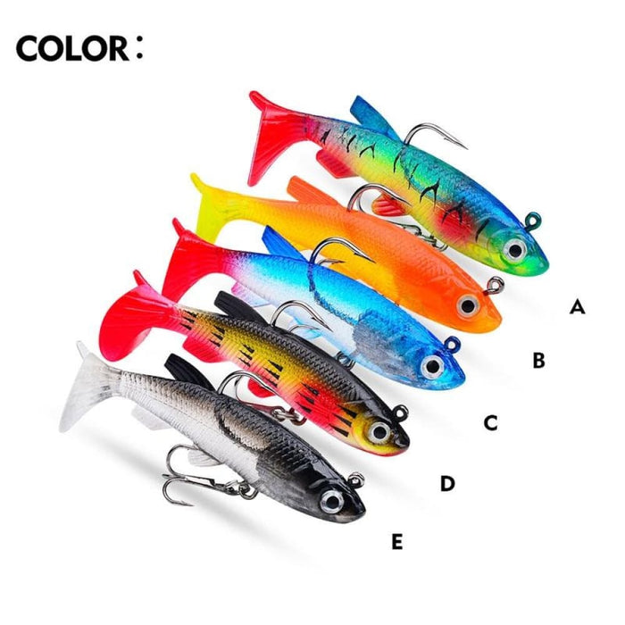 Realistic 7.5cm/13.5g t Tail Soft Lure For Sea Bass Fishing