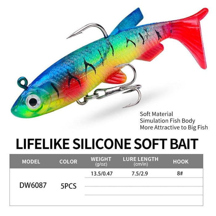 Realistic 7.5cm/13.5g t Tail Soft Lure For Sea Bass Fishing