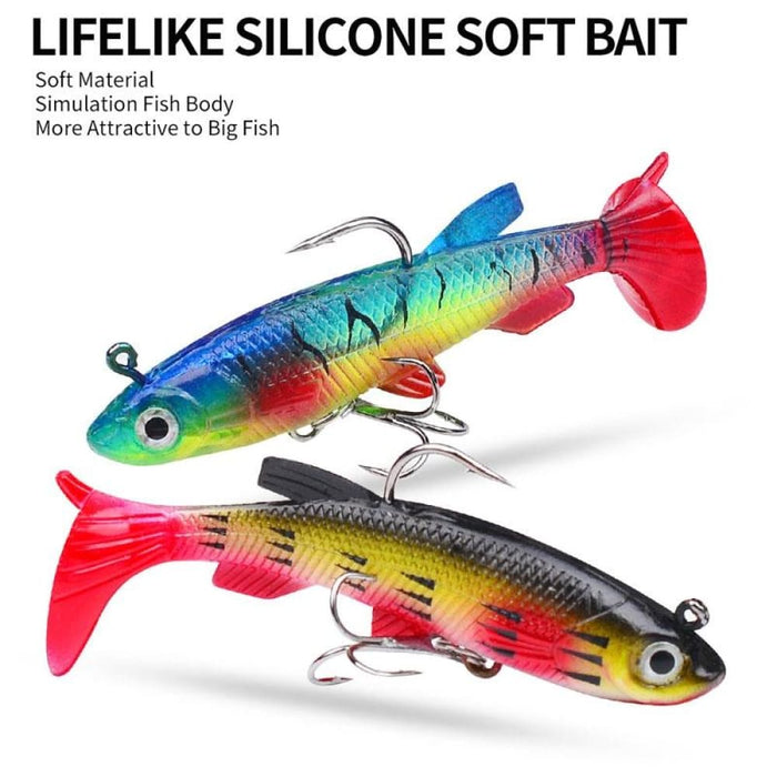 Realistic 7.5cm/13.5g t Tail Soft Lure For Sea Bass Fishing