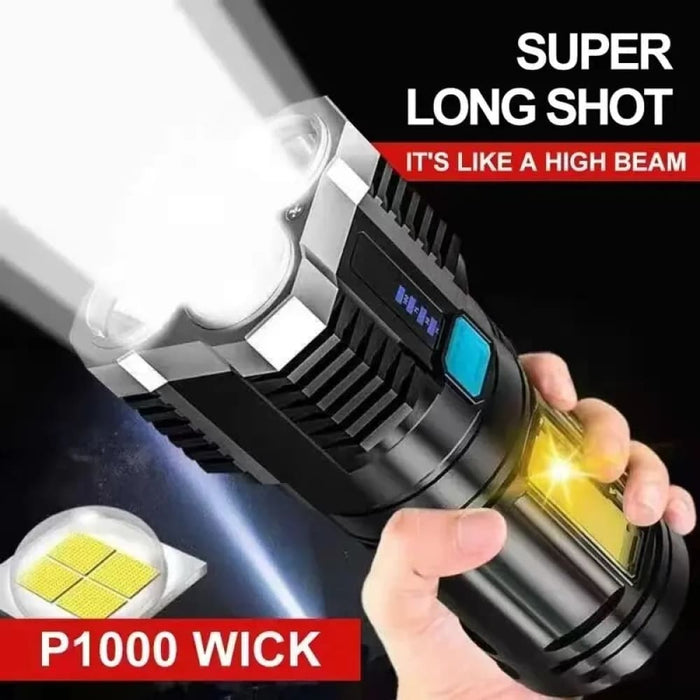 Rechargeable Led Camping Torch With Cob Side Light