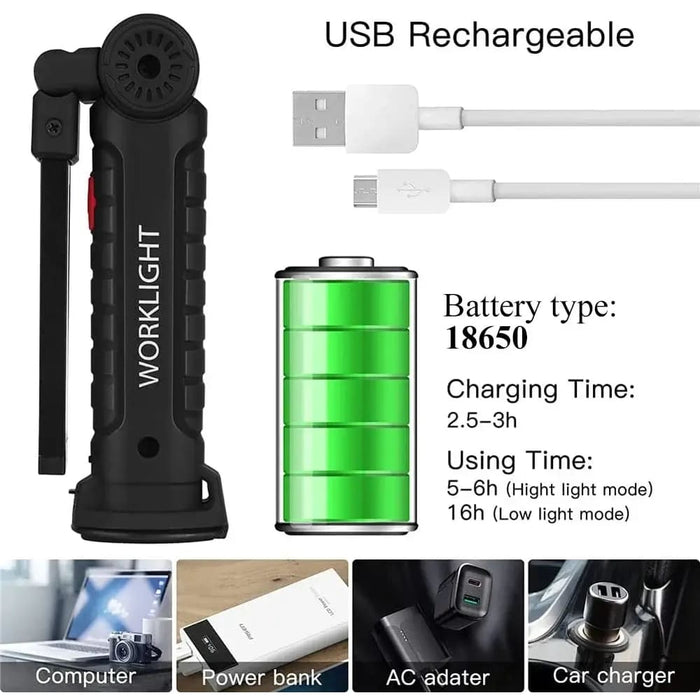 Rechargeable Led Work Light With Magnetic Hook