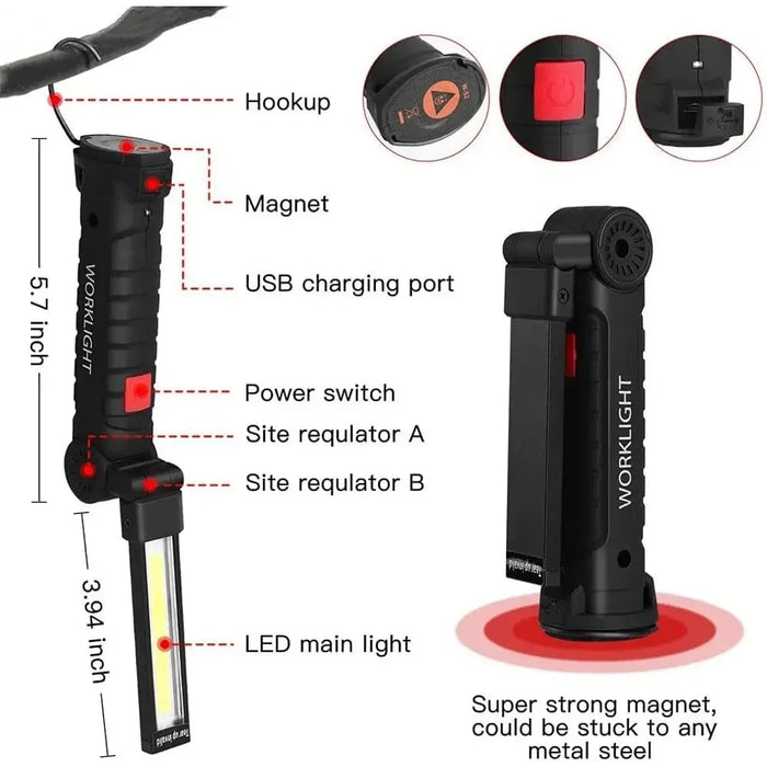 Rechargeable Led Work Light With Magnetic Hook