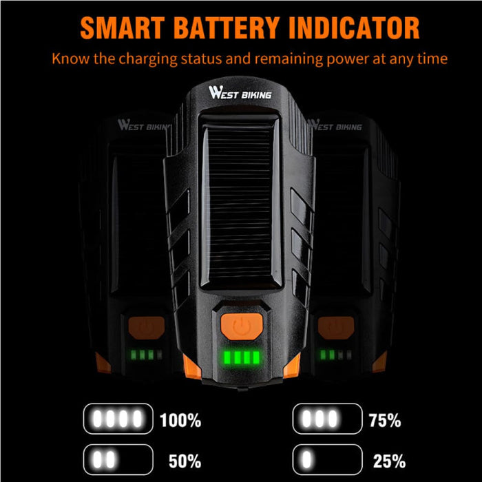 Usb Rechargeable Solar Power Led Headlight With Horn