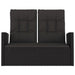 Reclining Garden Bench With Cushions Black 118 Cm Poly