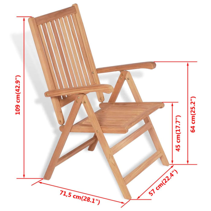 Reclining Garden Chairs 2 Pcs Solid Teak Wood Atbxk