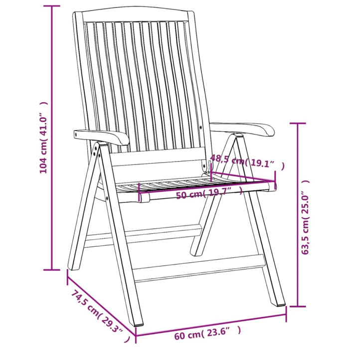 Reclining Garden Chairs 4 Pcs Solid Wood Teak Topakxt