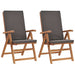 Reclining Garden Chairs With Cushions 2 Pcs Solid Teak Wood