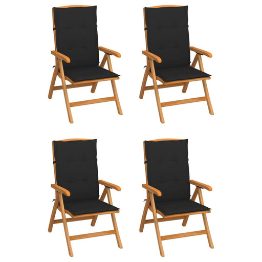 Reclining Garden Chairs With Cushions 4 Pcs Solid Teak Wood