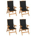 Reclining Garden Chairs With Cushions 4 Pcs Solid Teak Wood