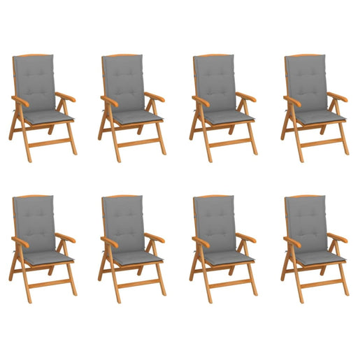 Reclining Garden Chairs With Cushions 8 Pcs Solid Teak Wood