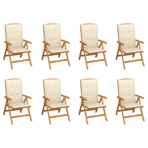 Reclining Garden Chairs With Cushions 8 Pcs Solid Teak Wood