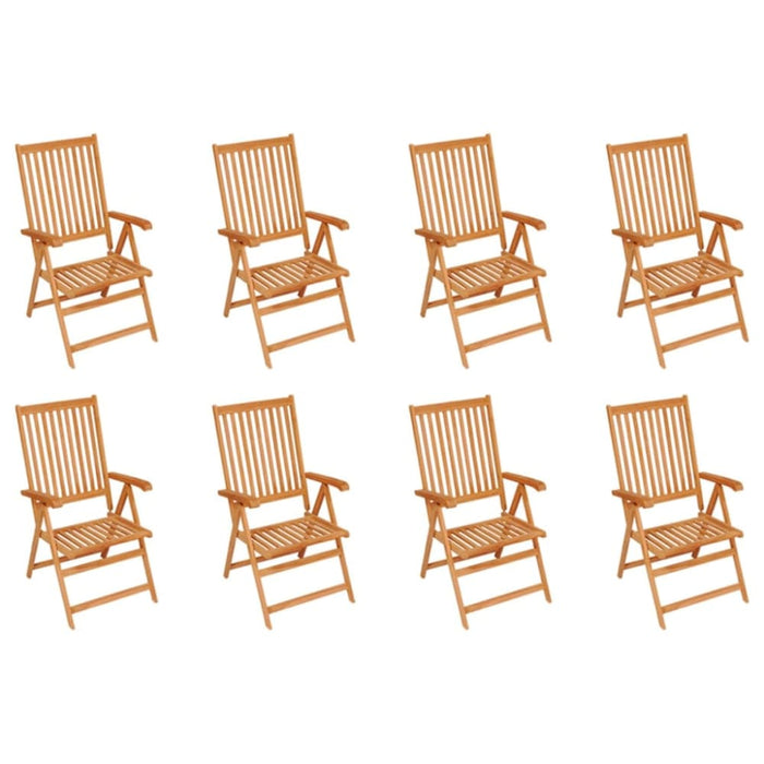 Reclining Garden Chairs With Cushions 8 Pcs Solid Teak Wood