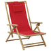 Reclining Relaxing Chair Red Bamboo And Fabric Gl92516