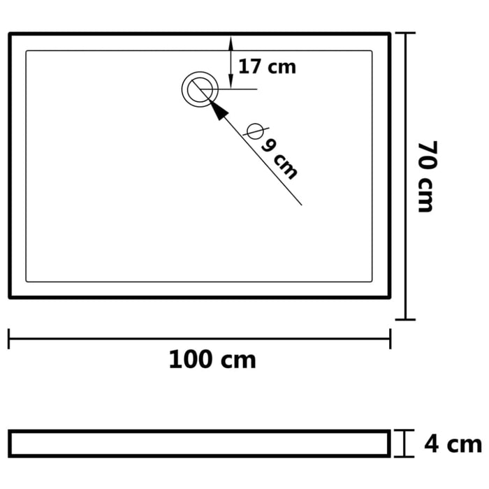 Rectangular Abs Shower Base Tray Black 70x100 Cm Oankop