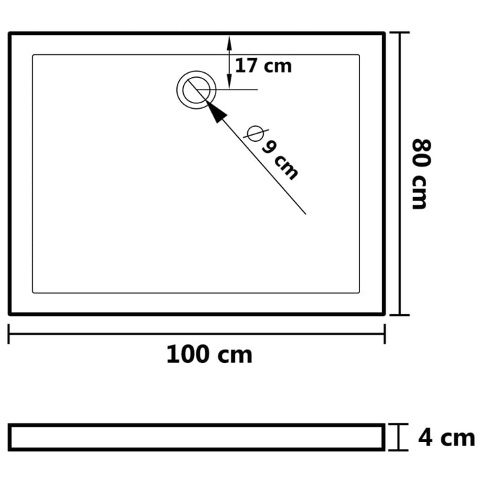 Rectangular Abs Shower Base Tray Black 80x100 Cm Oankox