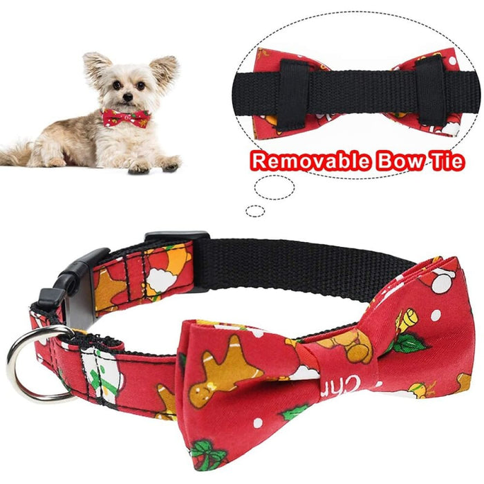 Removable Durable Adjustable Buckle Bow Tie Pet Collar