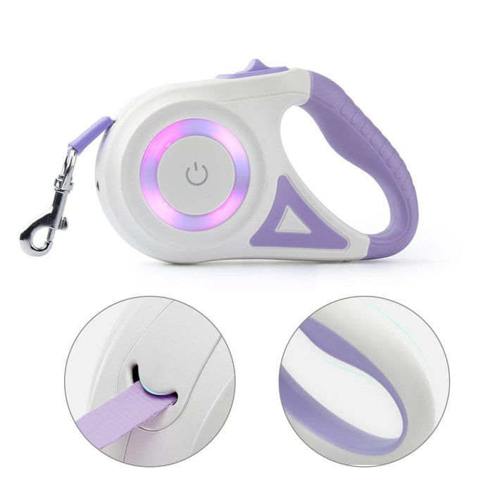 Vibe Geeks 3m Retractable Durable Nylon Pet Leash With Led