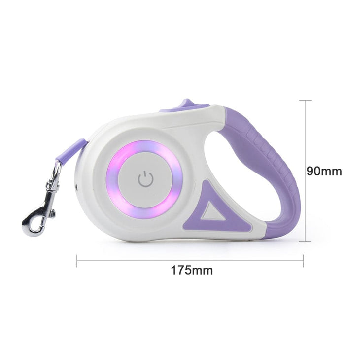 Vibe Geeks 3m Retractable Durable Nylon Pet Leash With Led