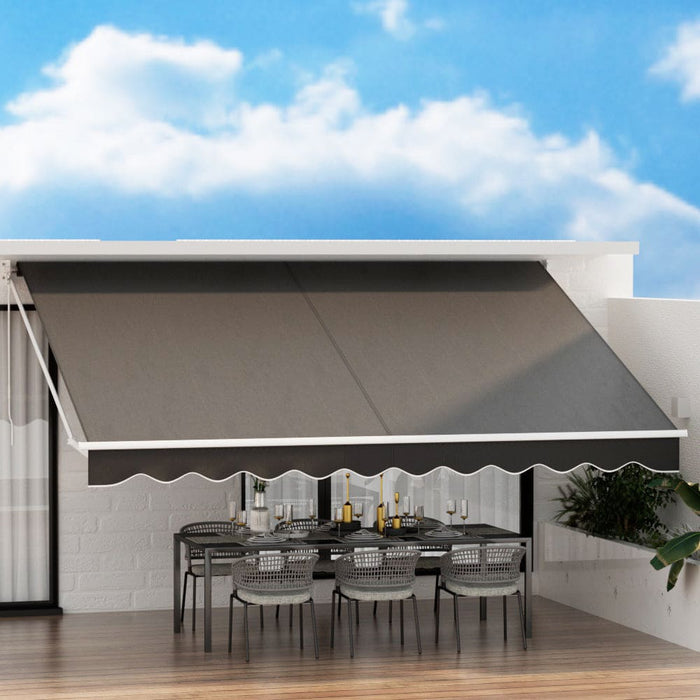 Retractable Folding Arm Awning Outdoor 4.5mx3m Canopy Grey