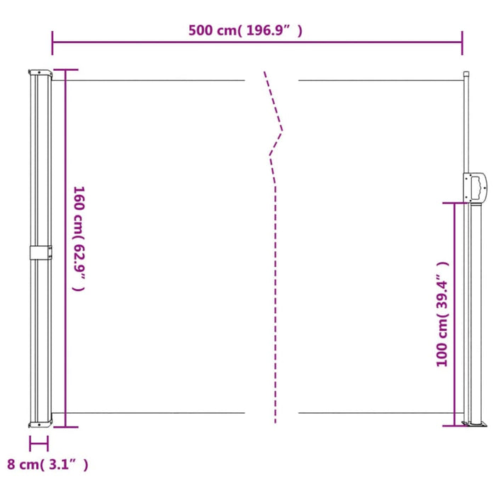 Retractable Side Awning Anthracite 160x500 Cm Abbaaat