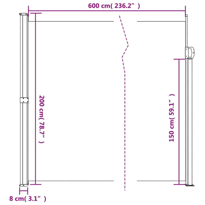 Retractable Side Awning Anthracite 200x600 Cm Abbaplt