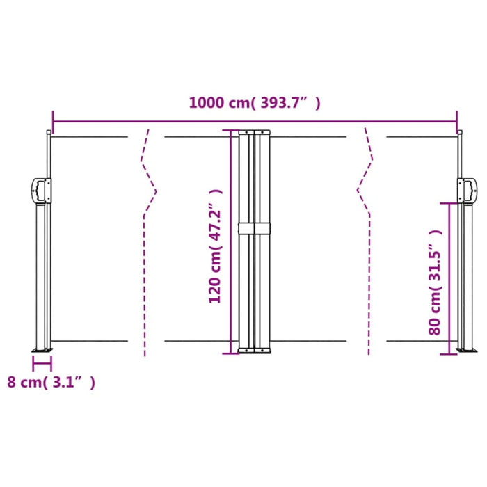 Retractable Side Awning Black 120x1000 Cm Abbalkk