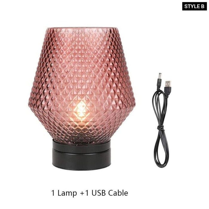 Retro Design Battery Operated Table Lamp With Usb Power