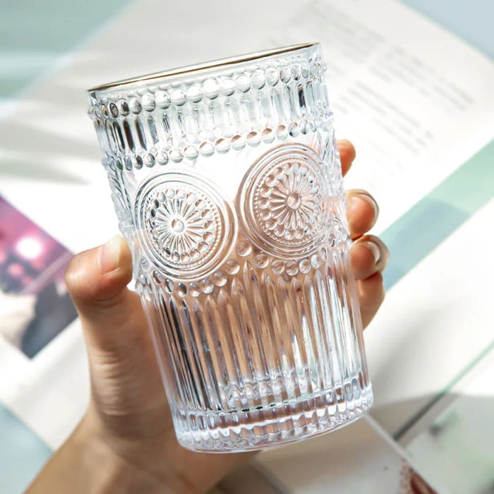 Retro Sun Flower Glass Cup Set