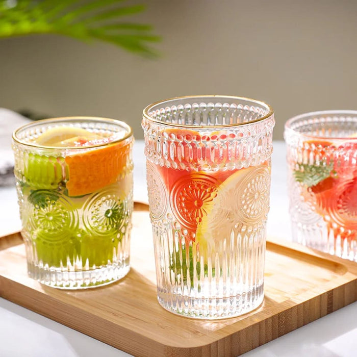 Retro Sun Flower Glass Cup Set