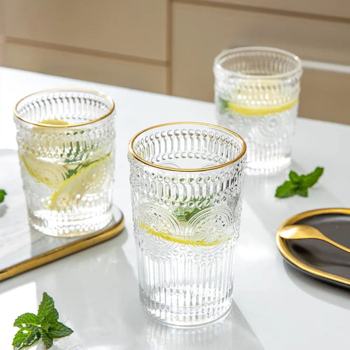 Retro Sun Flower Glass Cup Set