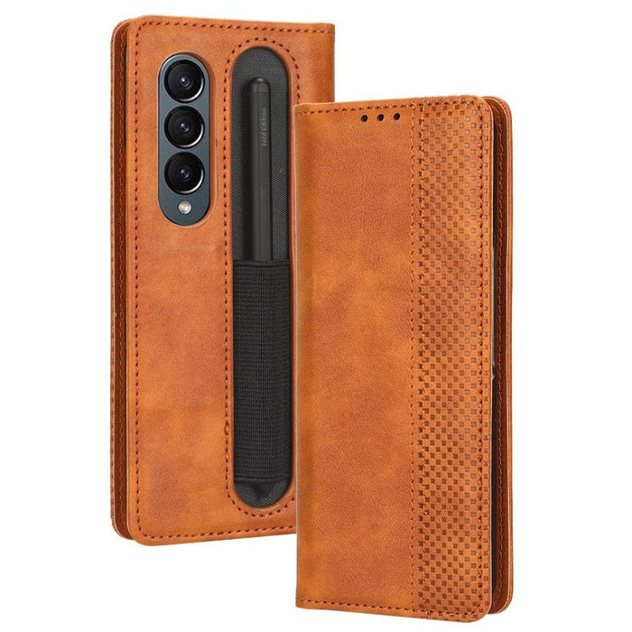 Retro Texture Leather Phone Case With Magnetic Buckle