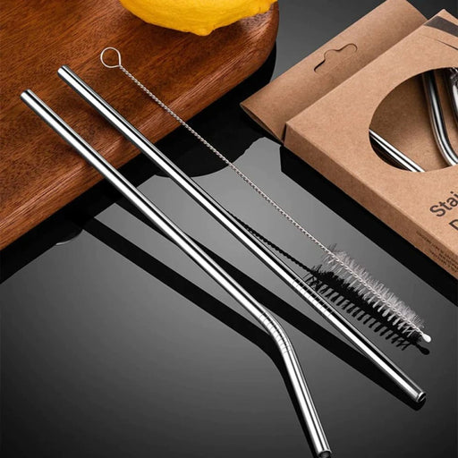 Reusable Stainless Steel Straws Set With Cleaner Brush