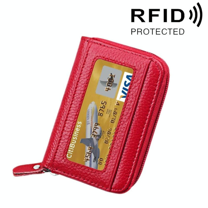 Rfid Blocking Leather Card Holder Wallet 12 Slots