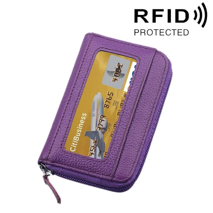 Rfid Blocking Leather Card Holder Wallet 12 Slots