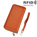 Rfid Blocking Leather Card Holder Wallet With Hand Strap