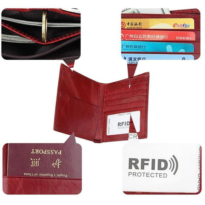 Rfid Multi Function Leather Passport Wallet