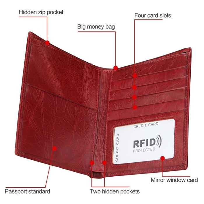 Rfid Multi Function Leather Passport Wallet