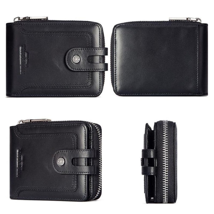 Rfid Protected Mens Leather Wallet With Coin Pocket