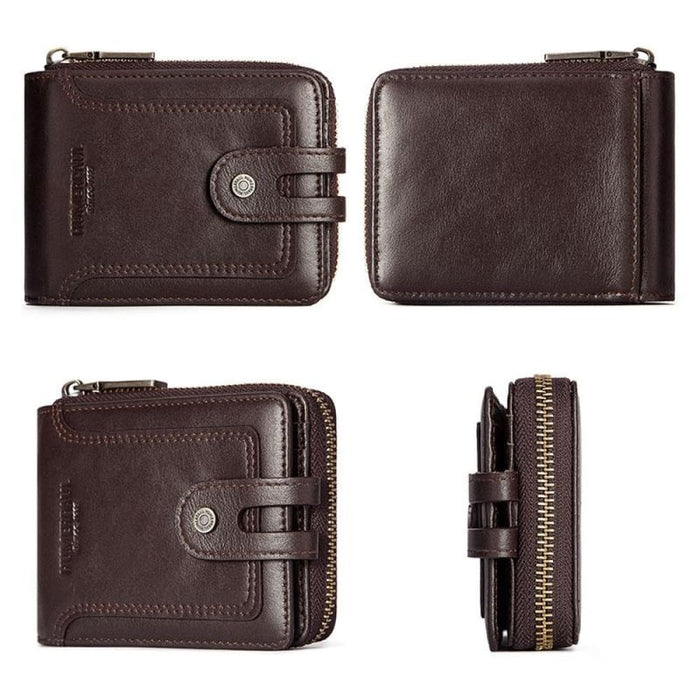 Rfid Protected Mens Leather Wallet With Coin Pocket